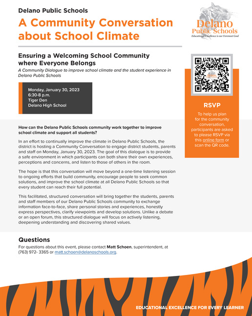 School climate conversation set for Jan. 30